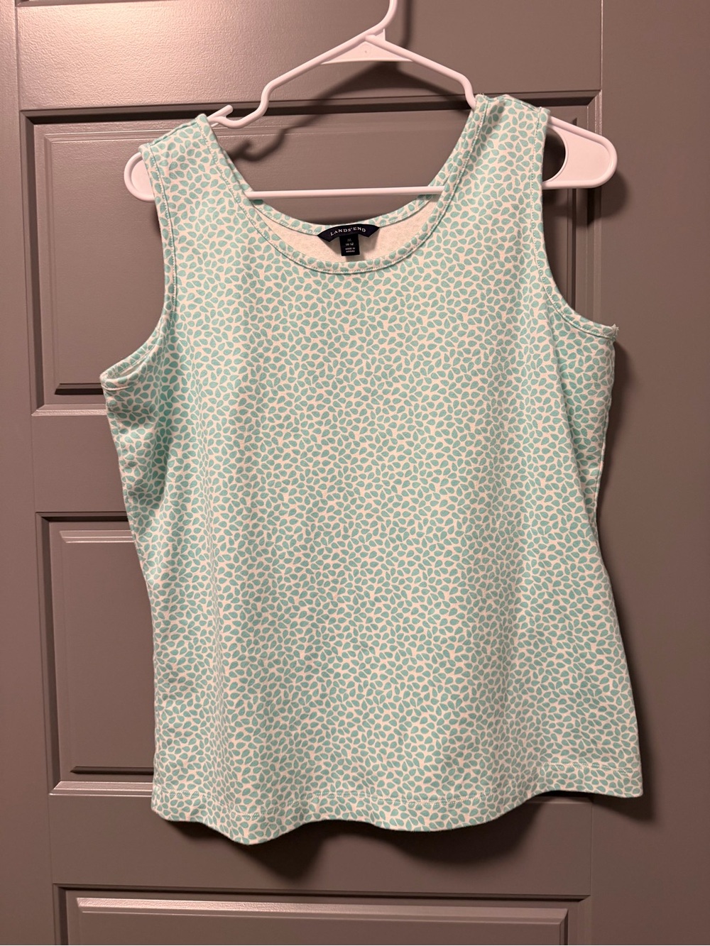 Lands' End Turquoise Printed Scoop Neck Tank MEDIUM